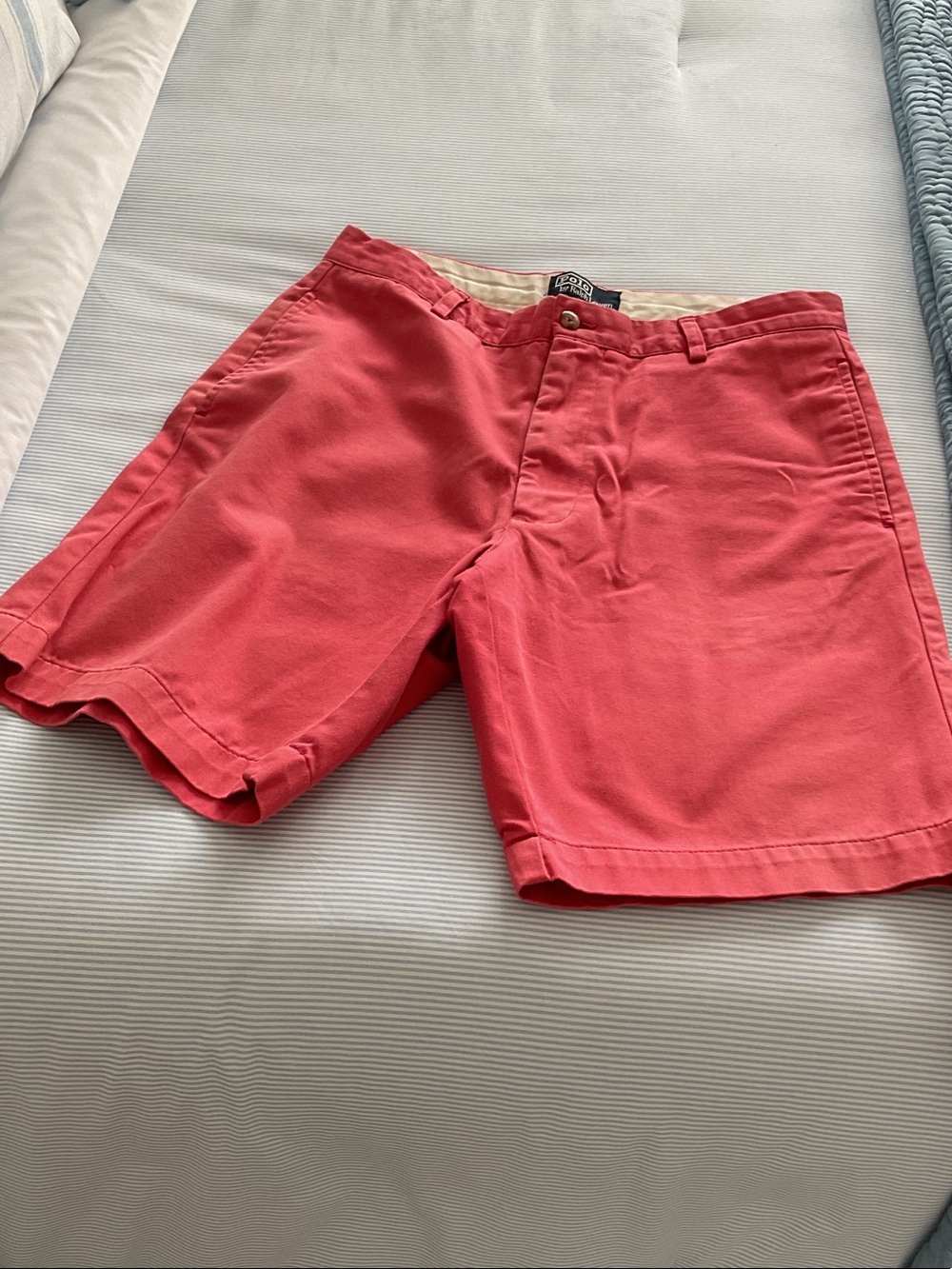 Ralph Lauren Coral-Red Flat-Front Chino Shorts